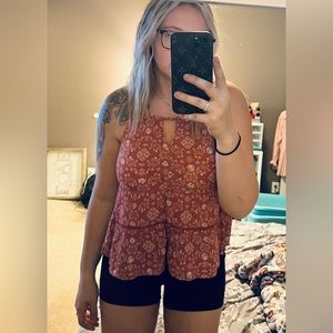 Pink rose floral tank top